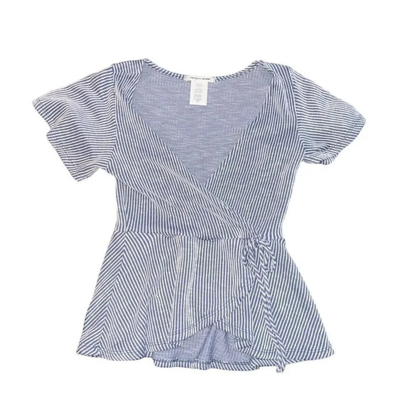 Caution to the Wind Striped Peplum Wrap Style Top Size‎ Small - Picture 1 of 3